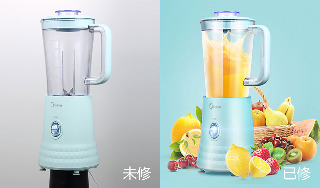 PS榨汁机精修+海报合成_PS视频教程447_视达网