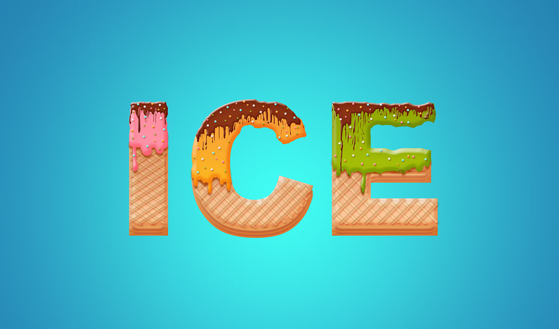 PS可爱冰淇淋效果字体设计视频教程