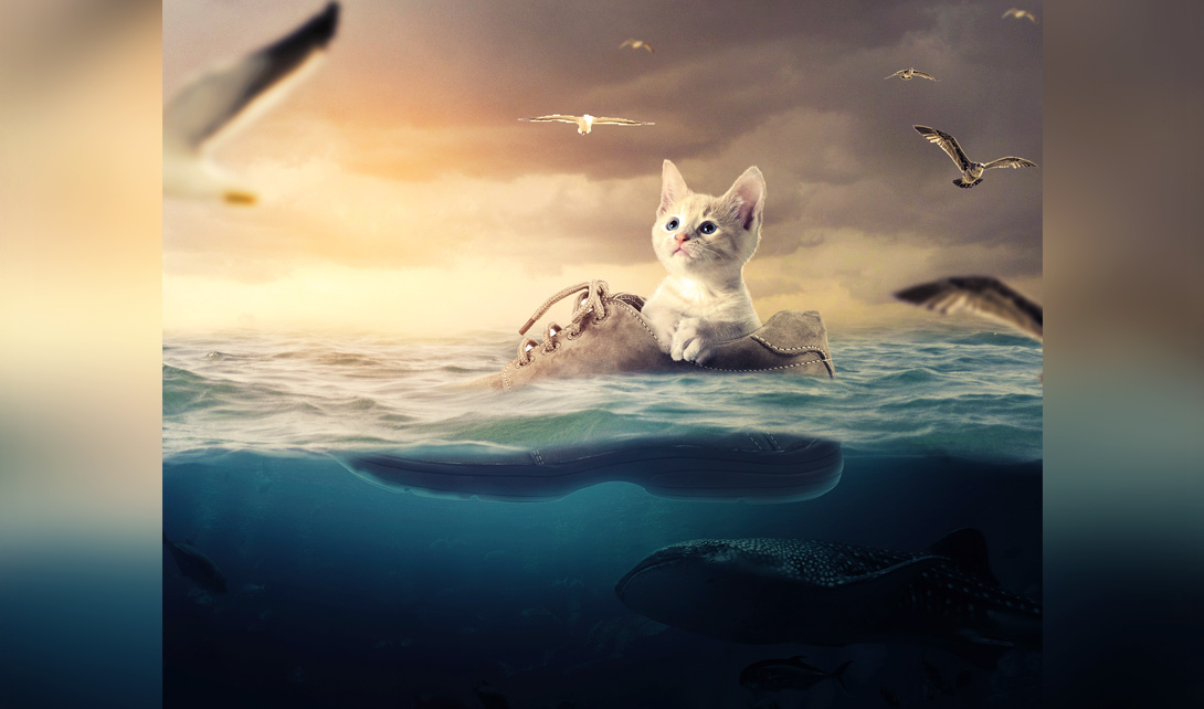 PS小猫漂流记场景合成海报制作视频教程